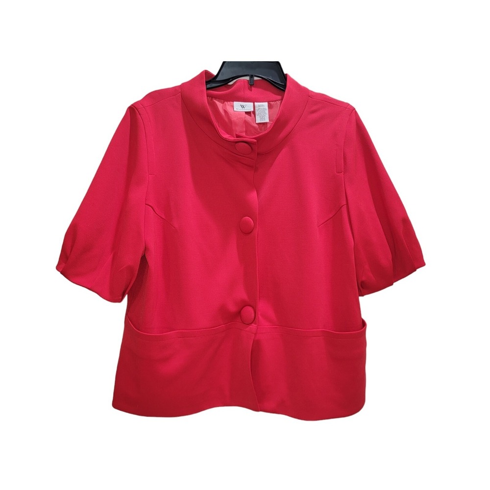 Worthington Women's Red Blouse Top Large Polyester Short‎ Sleeve NWT